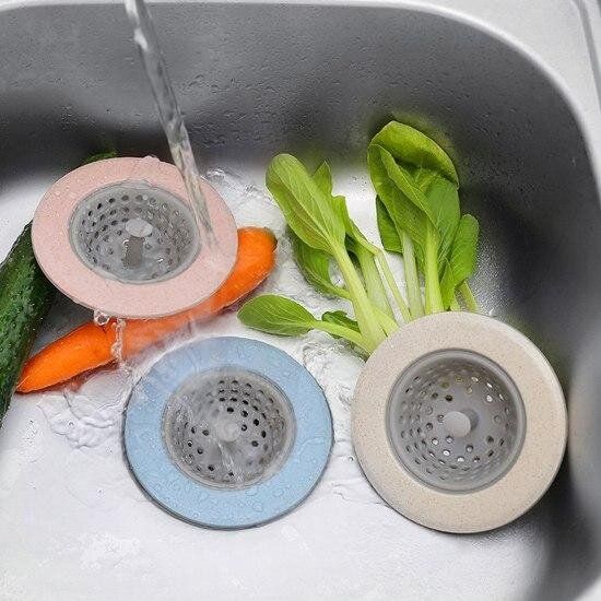 Силіконовий кухонний фільтр для раковини, блакитний