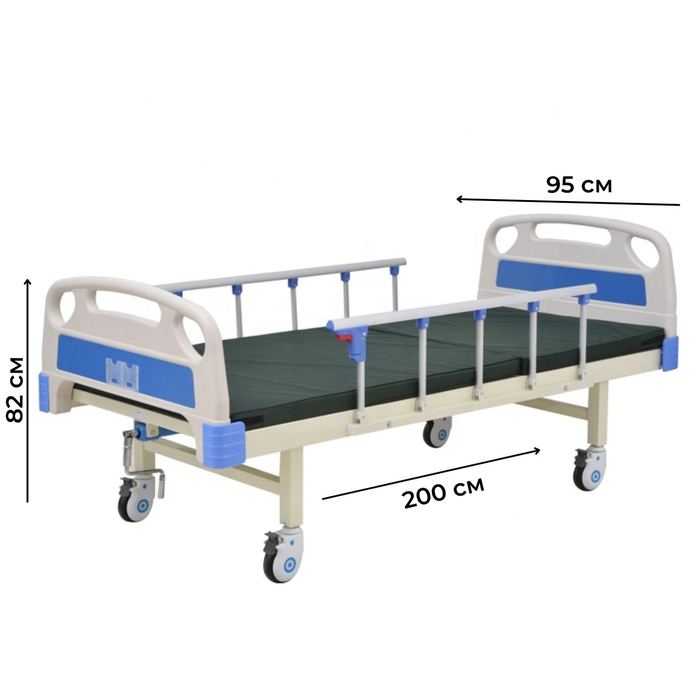 Медичне ліжко на колесах AIRM HEALTH механічне 2-секційне (8555)
