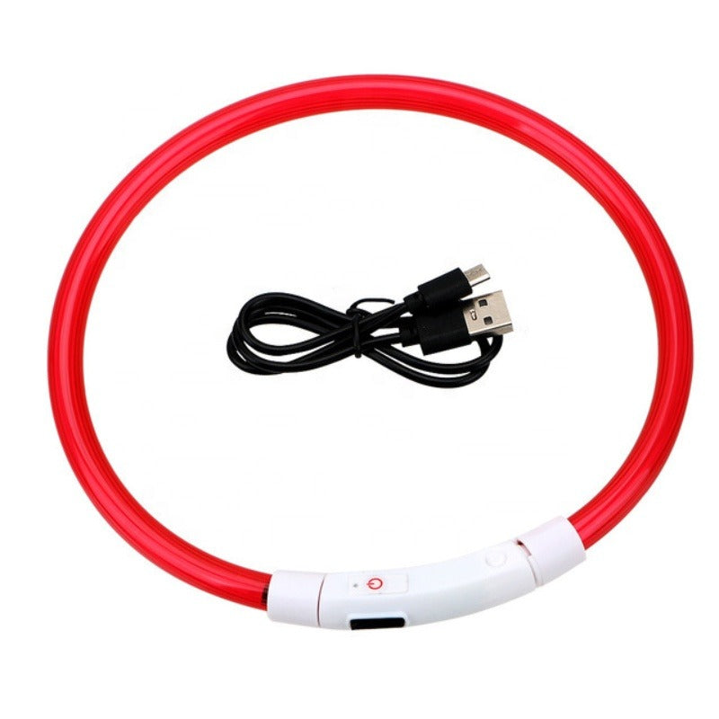 Світлодіодний LED нашийник для собак із зарядкою USB, червоний (94160001)