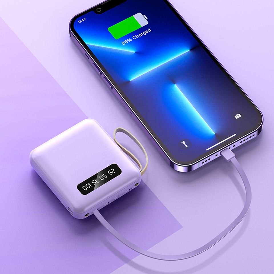 Портативний зарядний пристрій з дисплеєм та 4 кабелями 10000 mAh (8109)