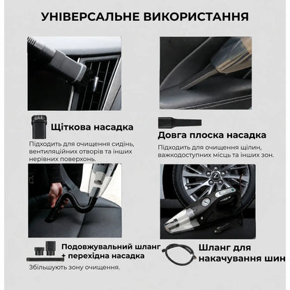 Автомобільний пилосос Supretto 4 в 1 з компресором (9484_0001)