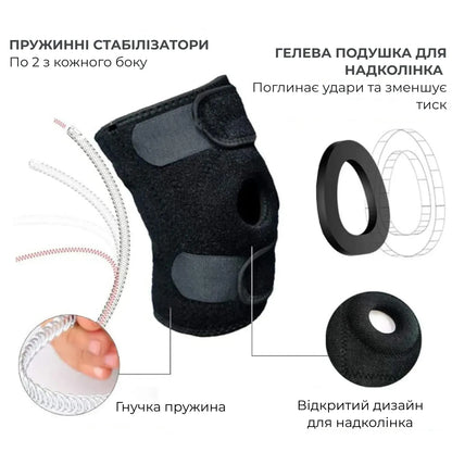 Бандаж колінного суглоба з відкритою колінною чашечкою AIRM HEALTH регульований (8468)