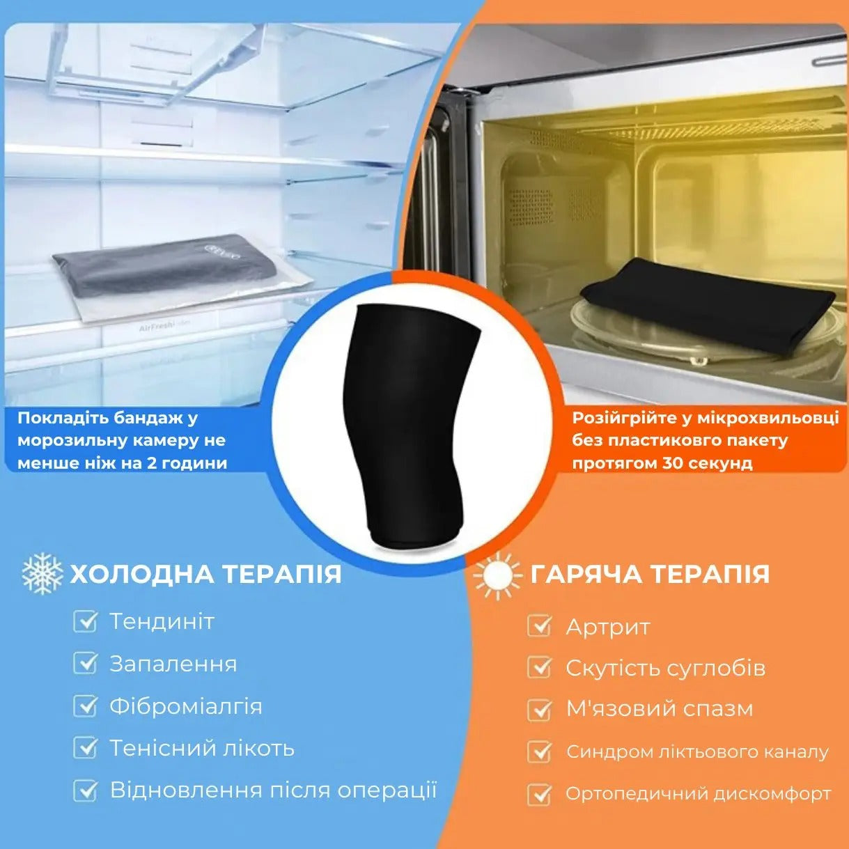 Бандаж на коліно та лікоть AIRM HEALTH гідрогелевий охолоджуючий та зігріваючий (9177)