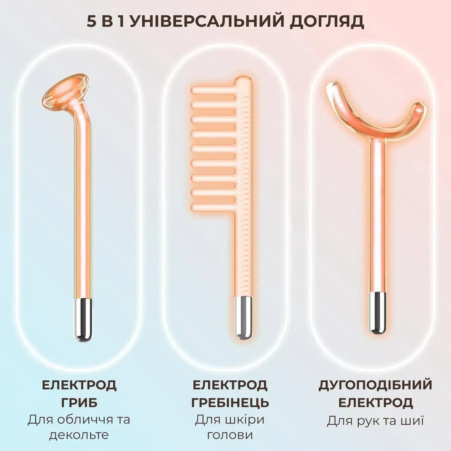 Дарсонваль апарат для догляду за шкірою та волоссям 5 в 1 (9305)