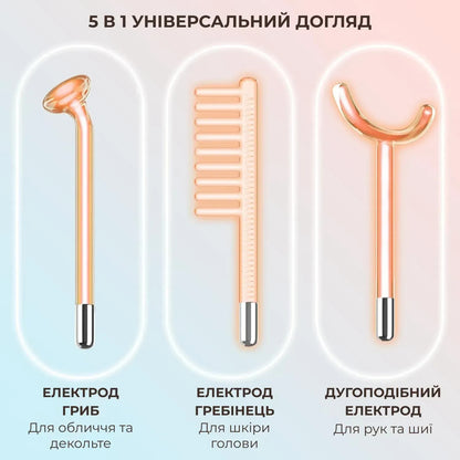 Дарсонваль апарат для догляду за шкірою та волоссям 5 в 1 (9305)