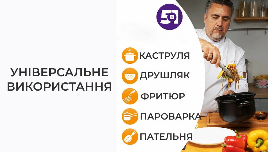 Каструля пароварка 3 л Шеф-кухар 5 в 1 (8648)