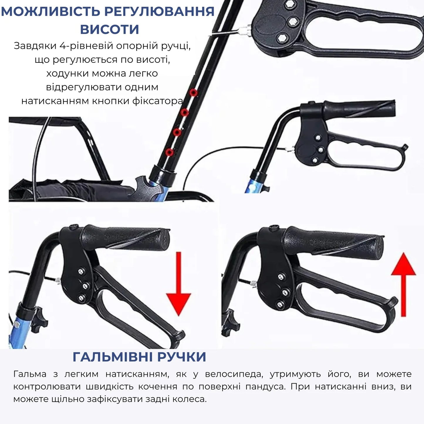 Ходунки-ролер AIRM HEALTH з регулюванням висоти ручок (8236)