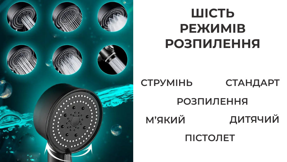 Лійка для душу з масажним ефектом 6 режимів (8572)