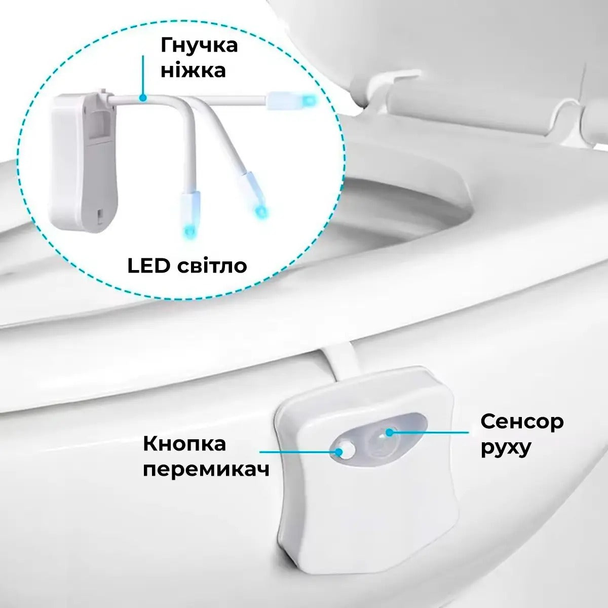 Підсвічування для унітазу з датчиком руху 8 кольорів (9123)