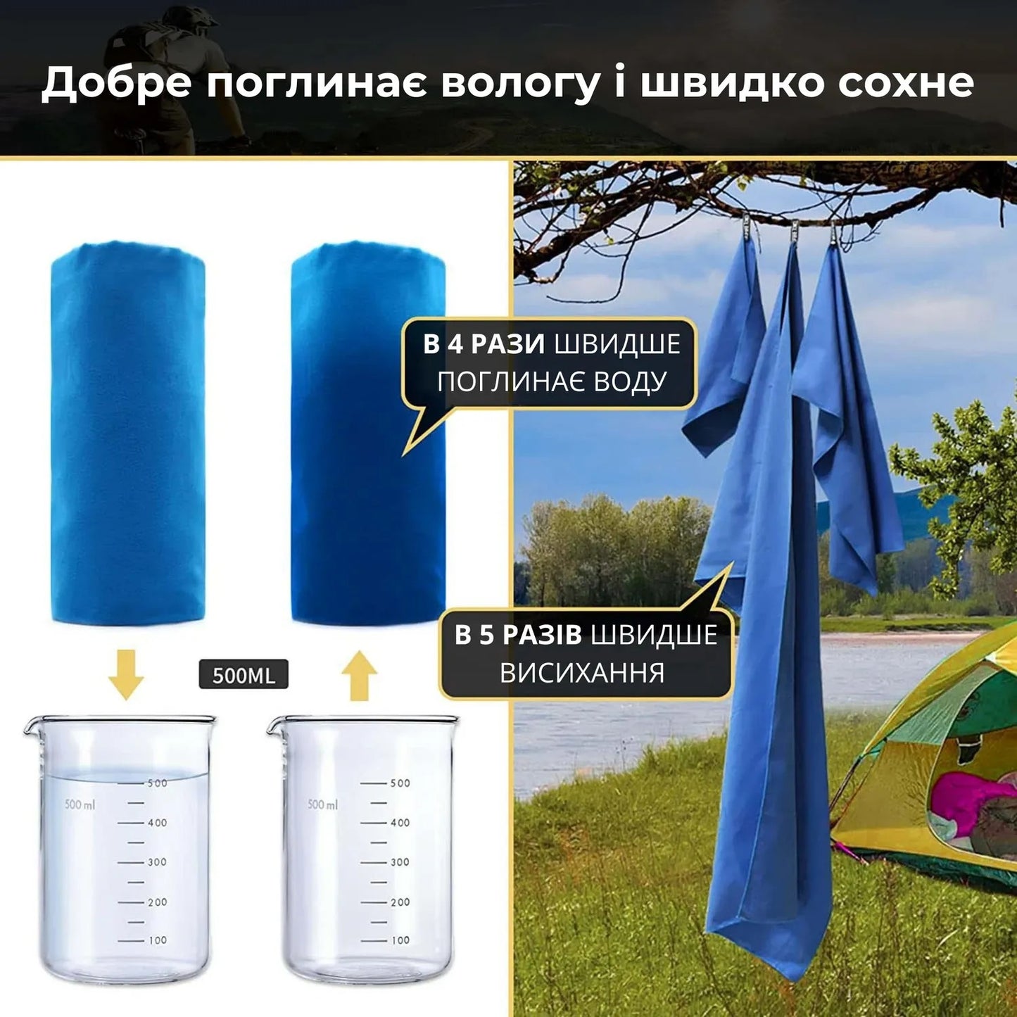 Рушник спортивний з мікрофібри швидковисихаючий (9050)