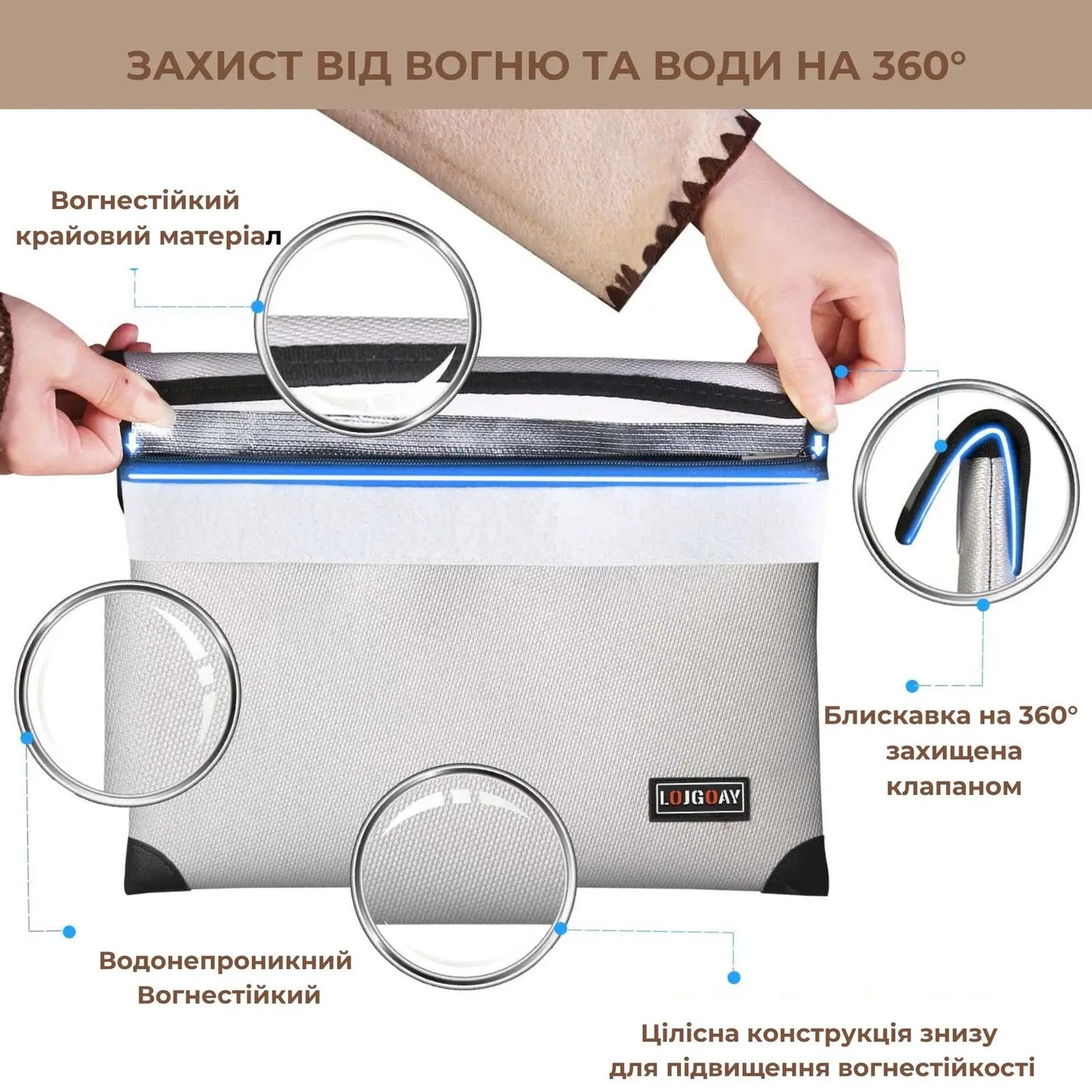 Вогнестійка сумка конверт для документів 38x28 см (8964)