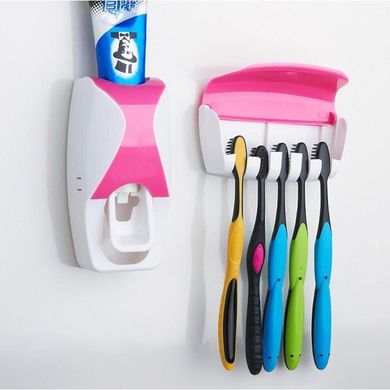 Дозатор для зубної пасти з тримачем для щіток, рожевий (5158-1)