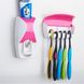 Дозатор для зубной пасты с держателем для щеток, розовый (5158-1)