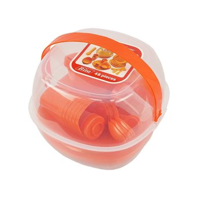 Набор пластиковой посуды для пикника 48 предметов, красный (5092-2)