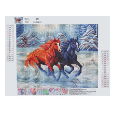 Картина алмазная живопись Лошади в зимнем лесу 25х30 (75690003)