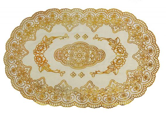 Овальная салфетка с золотым декором 45х30 см (5155)