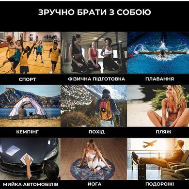 Полотенце спортивное  из микрофибры быстросохнущее (9050)