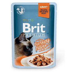 Вологий корм для кішок з філе індички в соусі Brit Premium Cat pouch 85 г (8595602518531) 111251/531