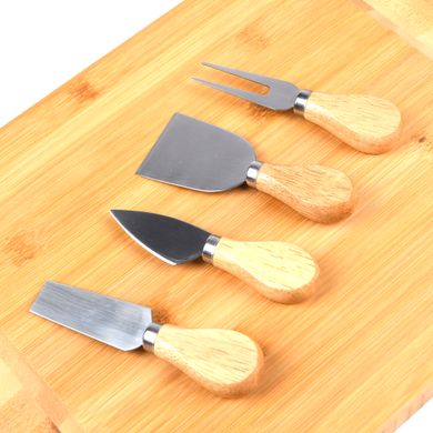 Дошка для подачі та сервірування сиру з набором ножів бамбукова (8309)
