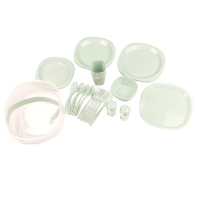Набір пластикового посуду для пікніка 48 предметів, м'ятний (5092-4)